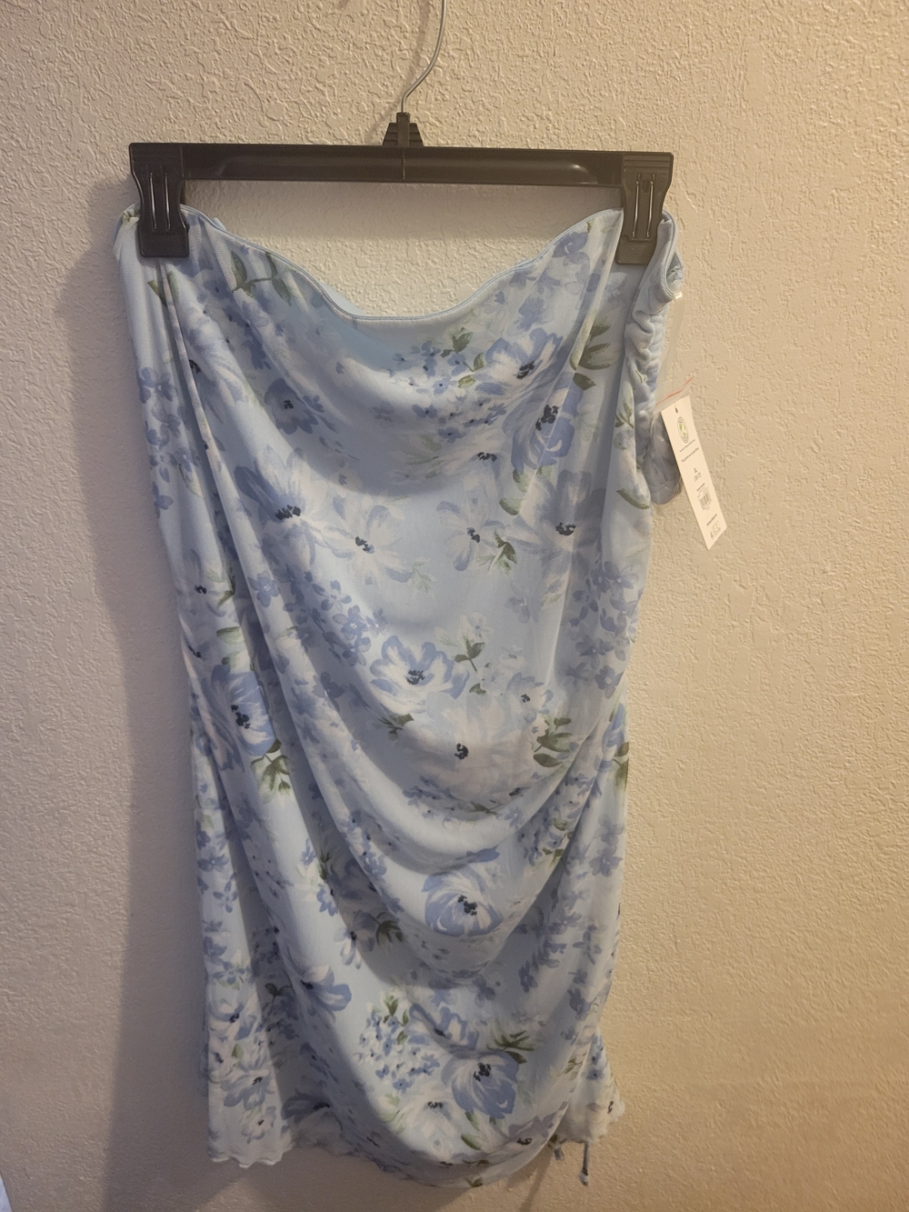 Light Blue Floral Drape Dress